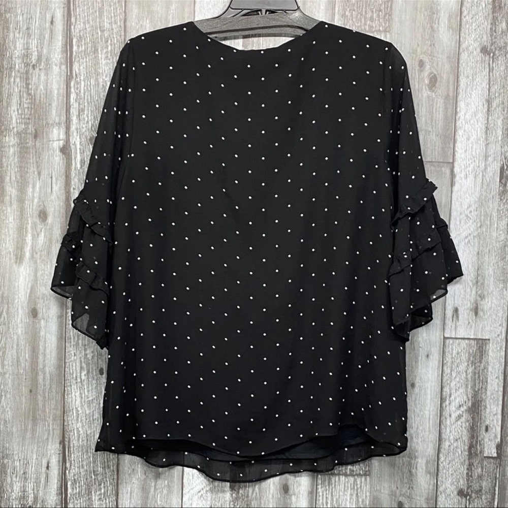 Plus Torrid Dot Chiffon Ruffle Sleeve Top - Picture 6 of 8